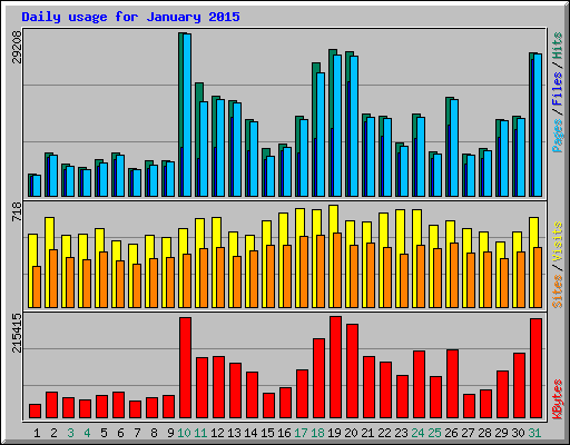 Daily usage for January 2015