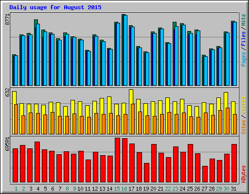 Daily usage for August 2015