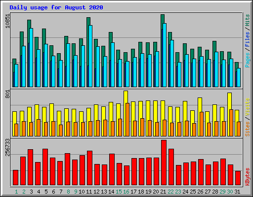 Daily usage for August 2020