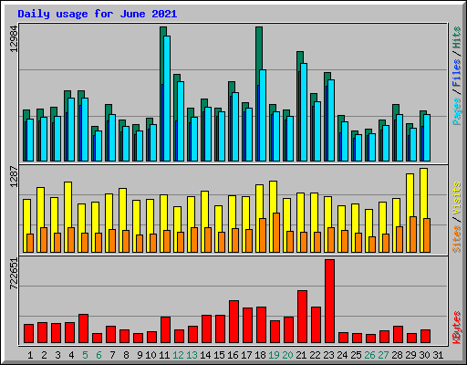 Daily usage for June 2021
