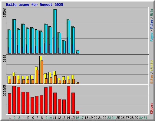 Daily usage for August 2025