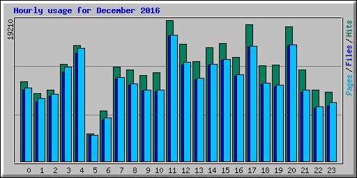 Hourly usage for December 2016